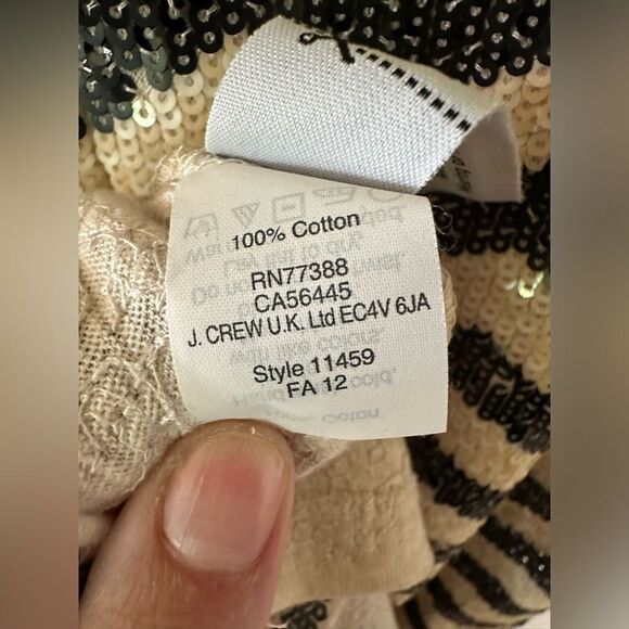 J Crew Full Sequin Chevron 3/4 Sleeve Mini Dress Size M - Picture 8 of 8